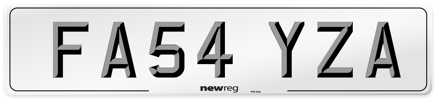 FA54 YZA Number Plate from New Reg